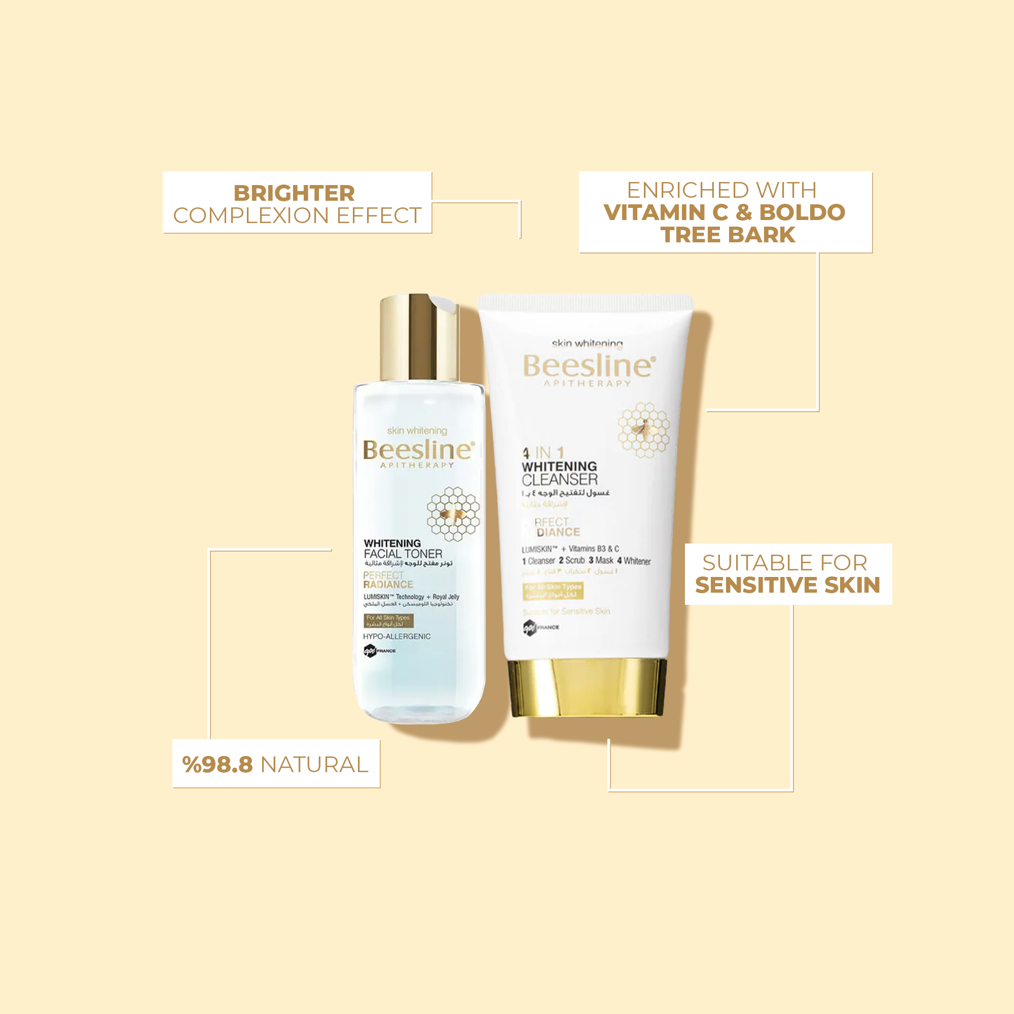 4 in 1 Whitening Cleanser + Whitening Facial Toner Free