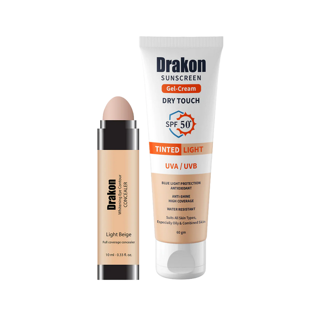 Sunscreen Gel Cream - Tinted Light & Whitening Eye Contour Concealer (Light Beige)