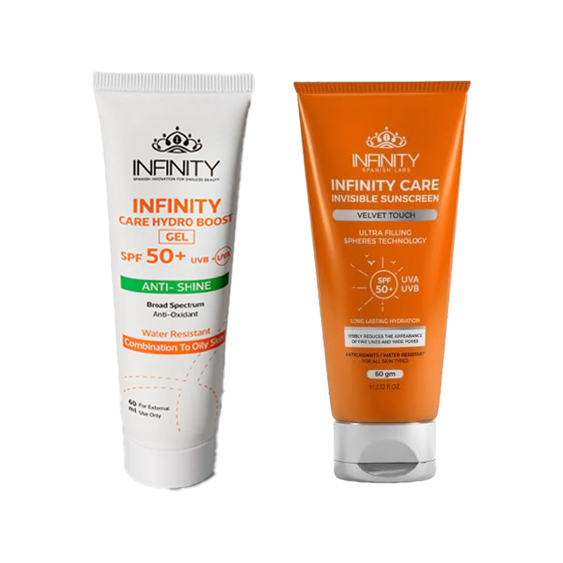 Invisible Velvet Touch SPF 50+ + Infinity Care Hydro Boost gel SPF 50+.