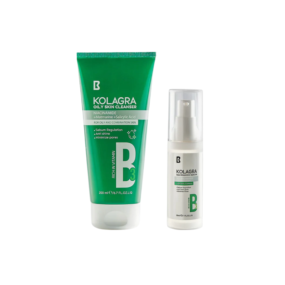 غسول وجه زيتي  وسيروم نياسيناميد (٢٠٠ مل + ۳۰ مل )