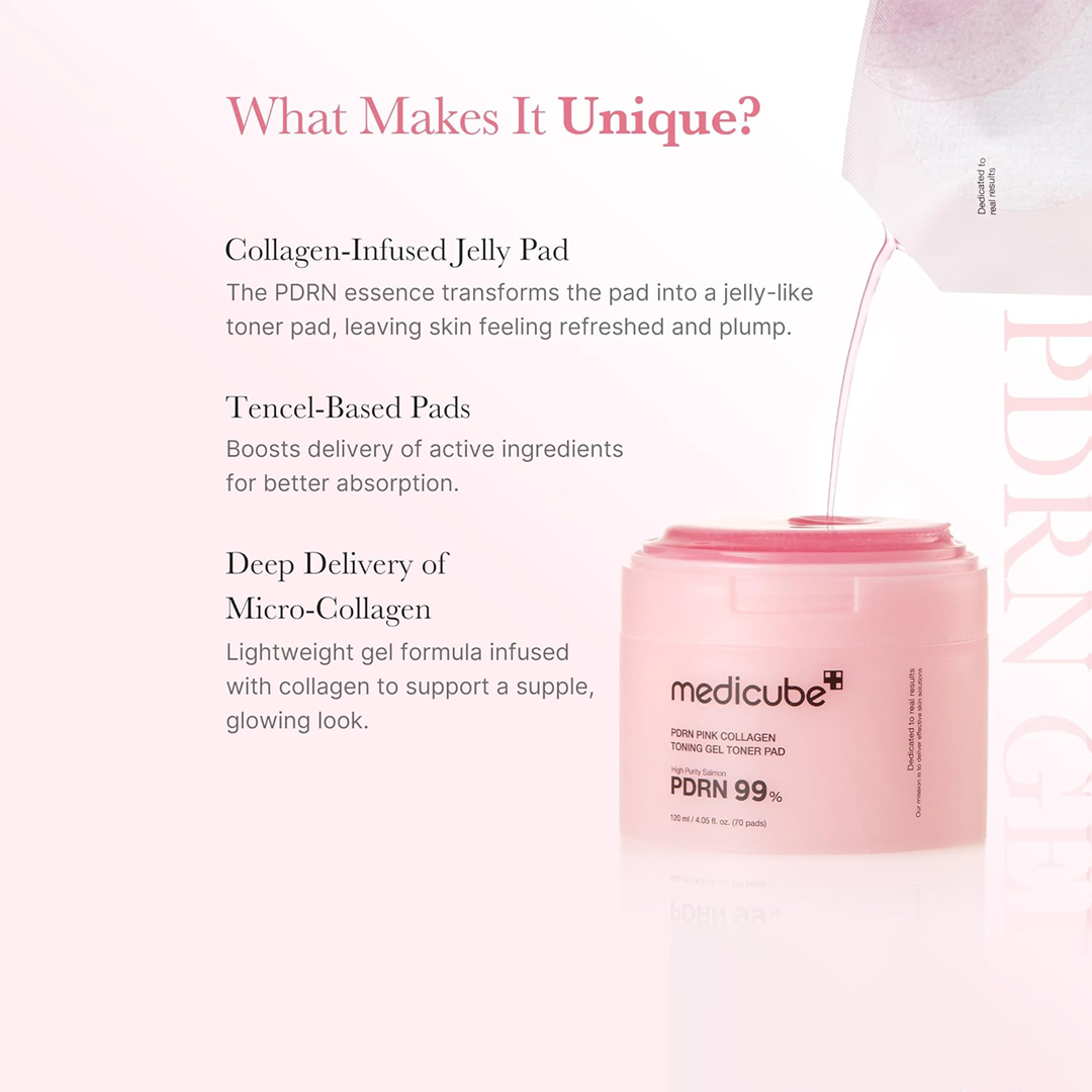 PDRN Pink Collagen Toning Gel Toner Pads