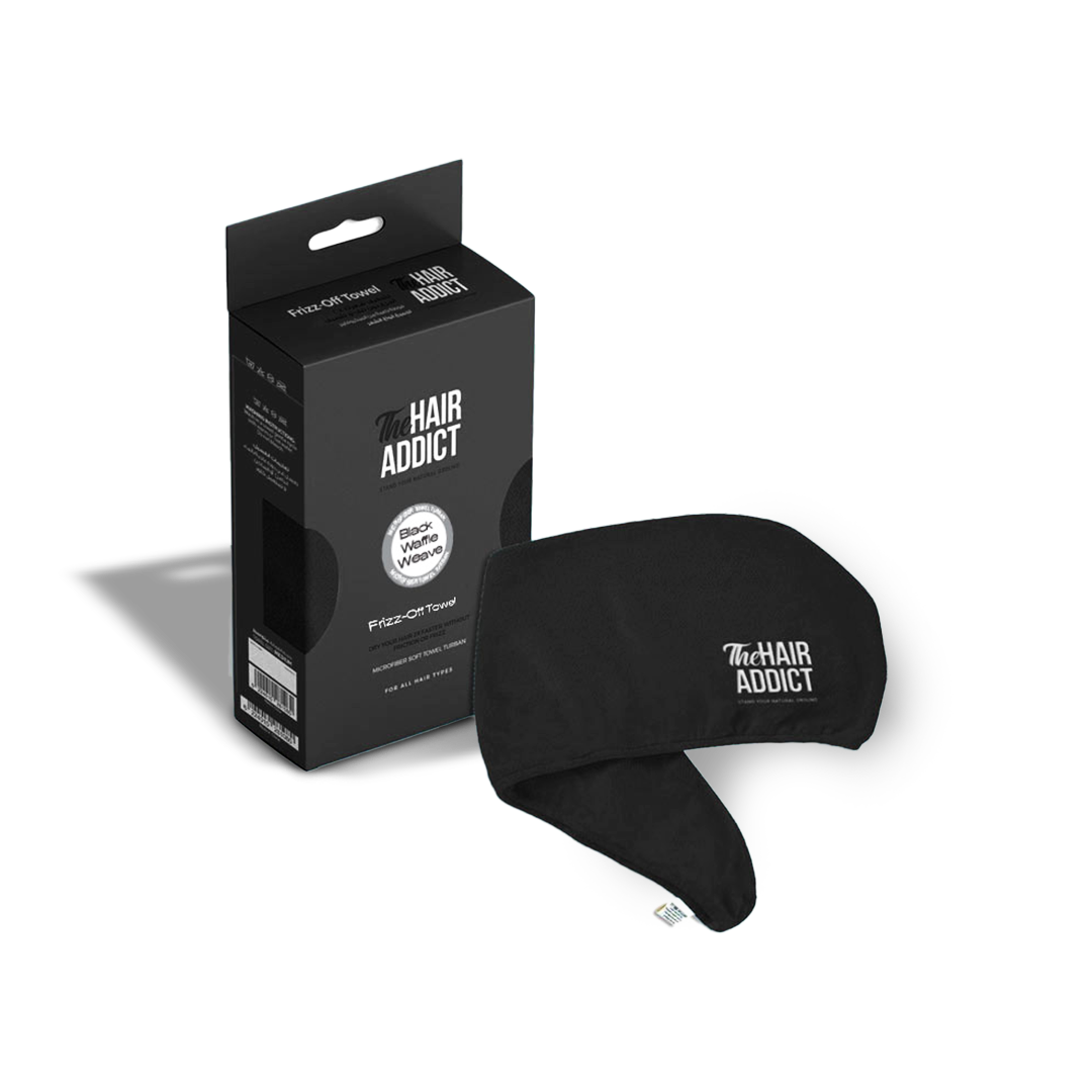 Frizz Off Towel Black Waffle Weave